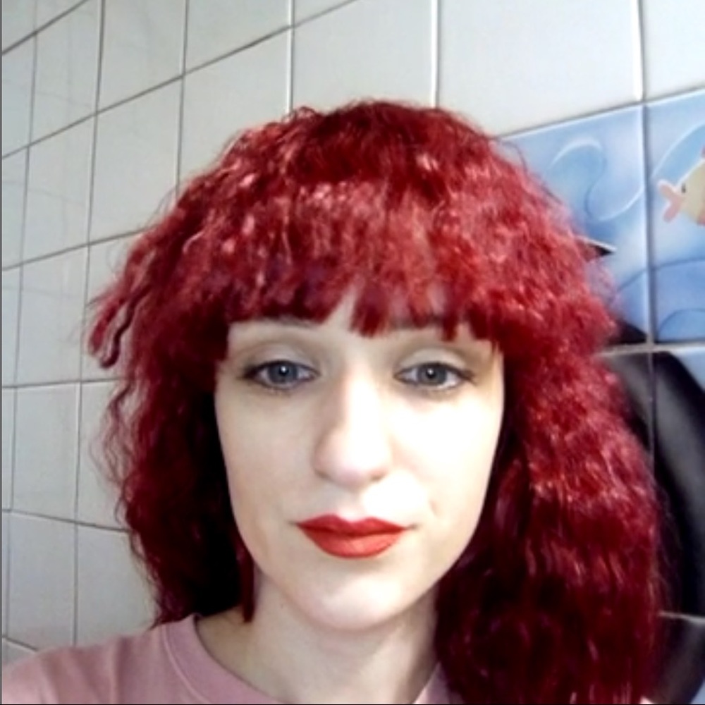 Wine Red Wavy Curly Wig